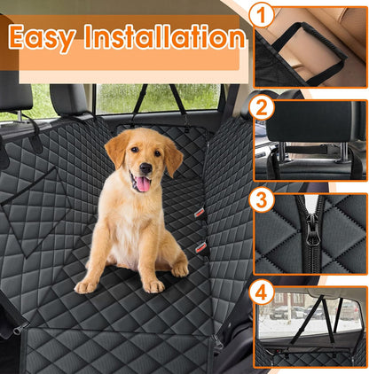 Waterproof Black Dog Car Seat Cover for Back Seat - Pet Hammock, Size Small