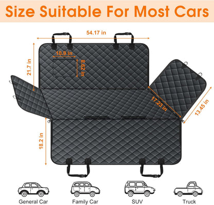 Waterproof Black Dog Car Seat Cover for Back Seat - Pet Hammock, Size Small