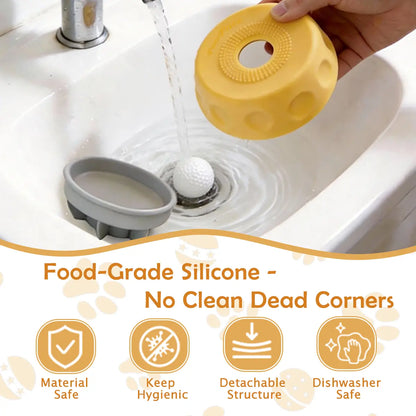 Pawpace Silicone Slow Feed Dog Bowl - 250ml No-Mess Design with Ball, Spatula Included, and 8 Suction Cups for Improved Mental Stimulation and Clean Feeding Experience